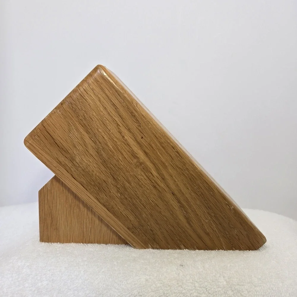 CUTCO 8 Slot Solid Wood Honey Oak Knife Block Holder Made in USA Vtg